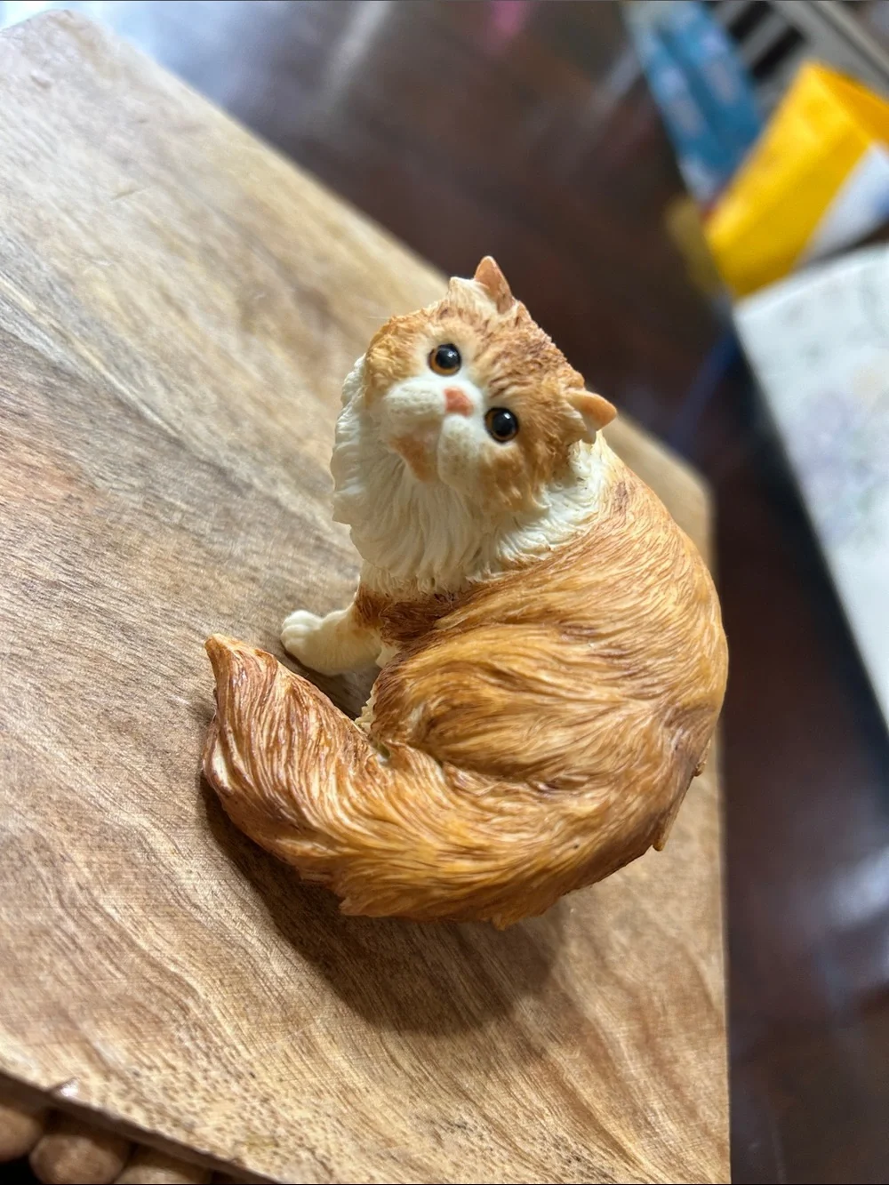 Vintage Hand-Painted Orange and White Persian Cat Resin Figurine